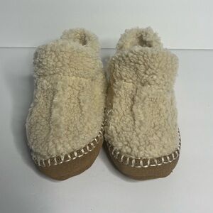 L.L. Bean Kids Cream and Brown Slippers